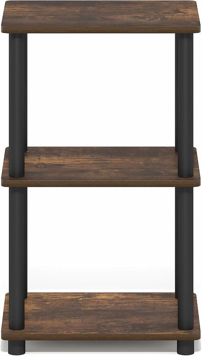 Furinno Turn-N-Tube Storage Shelves, 3-Tier Open Frame Book Shelf, Standing Corner Shelf, Toolless Assembly, Open Shelves, for Organization and Storage, Living Room, Garage, Home Office, Amber Pine