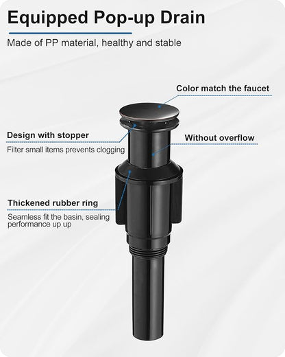 Waterfall Vessel Sink Faucet Oil Rubbed Bronze, Brass Tall Bathroom Faucet with Pop-up Drain, cUPC Supply Hoses, Single Handle for Vanity, Farmhouse, 1 Hole Vessel Sink, 5 Mins Quick Install