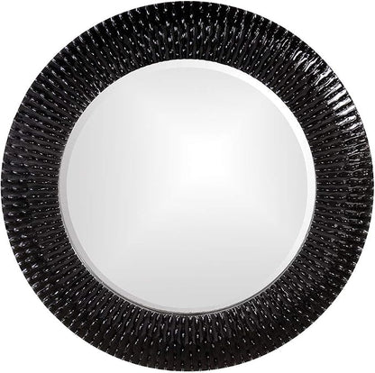 Howard Elliott Bergman Big Round Mirror for Wall Decor, Black Mirror with Starburst Effect, Modern Large Circular Hanging Wall Vanity Mirror for Living Room, Bathroom or Entryway, 32 x 32 Inch