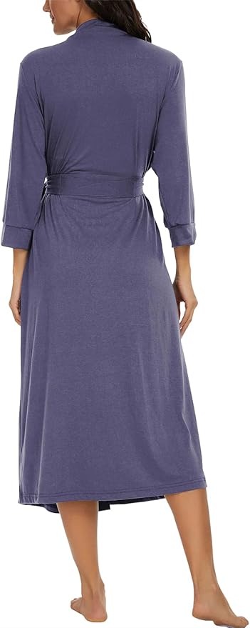 VINTATRE Women Kimono Robes Long Knit Bathrobe Lightweight Soft Knit Sleepwear V-neck Casual Ladies Loungewear