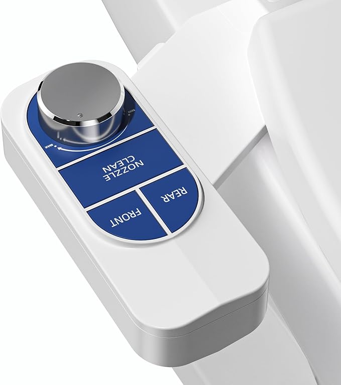 SAMODRA Non-Electric Bidet - Self Cleaning Dual Nozzle (Frontal and Rear Wash) Fresh Water Bidet Toilet Seat Attachment with Independent Adjustable Water Pressure (Ocean Blue)