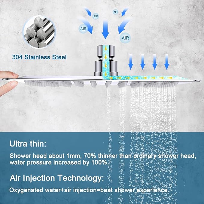 All Metal Shower Tub Faucet Set Chrome Bathroom 8 Inch Shower Head System with Tub Spout Wall Mounted Single Handle Shower Trim Kit with Rough-in Valve