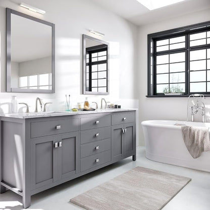 Artemis 72 in. Gray Double Sink Bath Vanity with Engineered Top and Undermount Porcelain Sinks