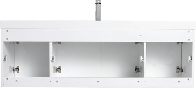 Blossom 60 Inch Floating Bathroom Vanity, Modern Single Sink Vanity with Marine-Grade Plywood, Zero-VOC Glossy White Wall Mounted Cabinet, Pre-Assembled for Easy Plumbing Install