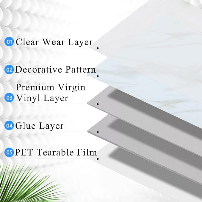 Peel and Stick Floor Tile 12 x 12 Inch Self Adhesive Marble Vinyl Flooring | waterproof and removable sticker tiles, 20-pack covers 20 Sq. Ft, DIY tiles for bedroom, bathroom, kitchen and dining room