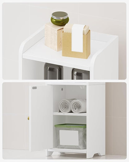 Bathroom Storage Cabinet, Corner Floor Cabinet with Doors and Adjustable Shelf, Narrow Toilet Paper Cabinets, Bathroom Organizer for Small Spaces, White BC29713X