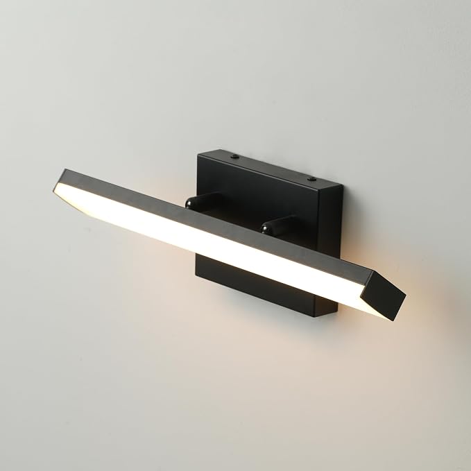 mirrea 16in 5CCT Black LED Vanity Lights for Bathroom Over Mirror | 5 color temperatures,Adjustable light angle,ETL listed,Dimmable,Bathroom lighting fixtures,Eye-friendly,Frosted acrylic shade