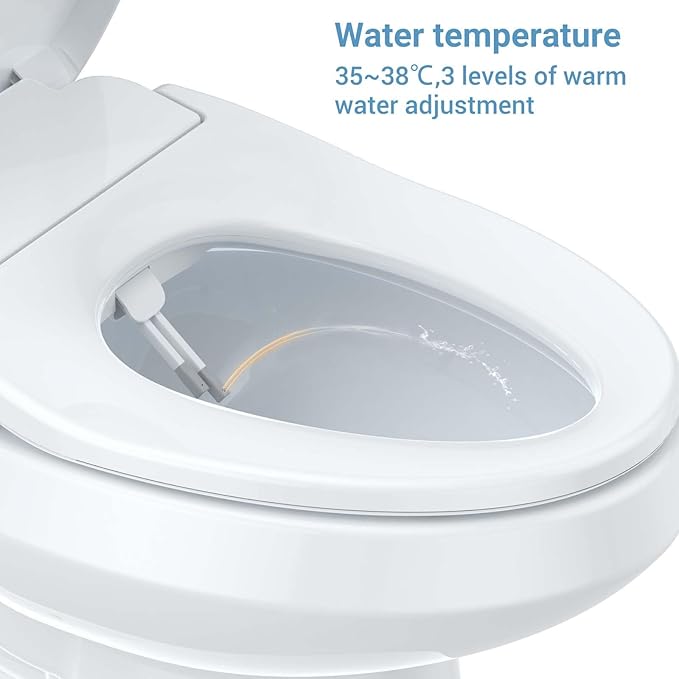 Smart Bidet Seat Elongated with Heated Functions and Gentle Wash Modes, Toilet Seat for Bathroom Comfort and Hygiene, Soft Close Design Easy Install PP Bidet Toilet Seat