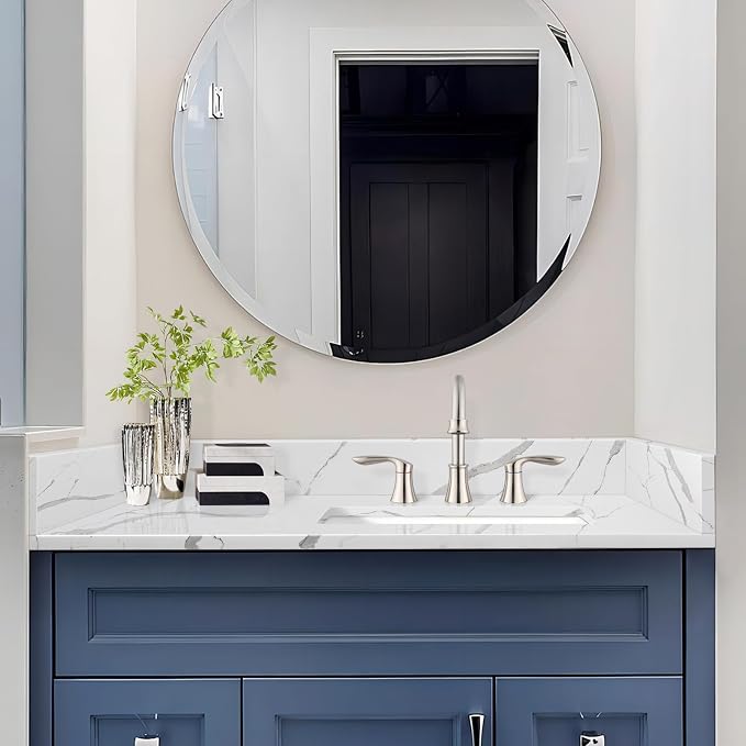 36 in.W x 22 in.D Quartz Calacatta River Vanity Top,with Undermount Right Offset Sink Vanity Top,with Two Sidesplash & One Backsplash,8 Inch Faucet Hole Spread Bathroom Vanity Sink Countertop