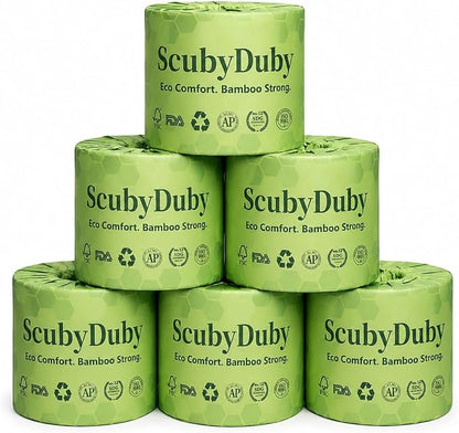 Premium & Soft Bamboo Toilet Paper | PFAS Free | 12 Mega Rolls, 3 ply & 350 Sheets | Non Toxic, Septic Safe, BPA Free | Tree Free Toilet Tissue | Plastic Free Packaging