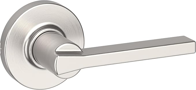 Kwikset Casey Interior Passage Round Door Handle, Lever for Closet and Hallway Doors, Reversible Non-Locking Handle Lever, Satin Nickel, with Microban Protection