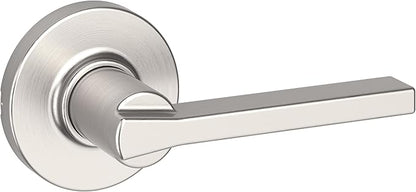 Kwikset Casey Interior Passage Round Door Handle, Lever for Closet and Hallway Doors, Reversible Non-Locking Handle Lever, Satin Nickel, with Microban Protection