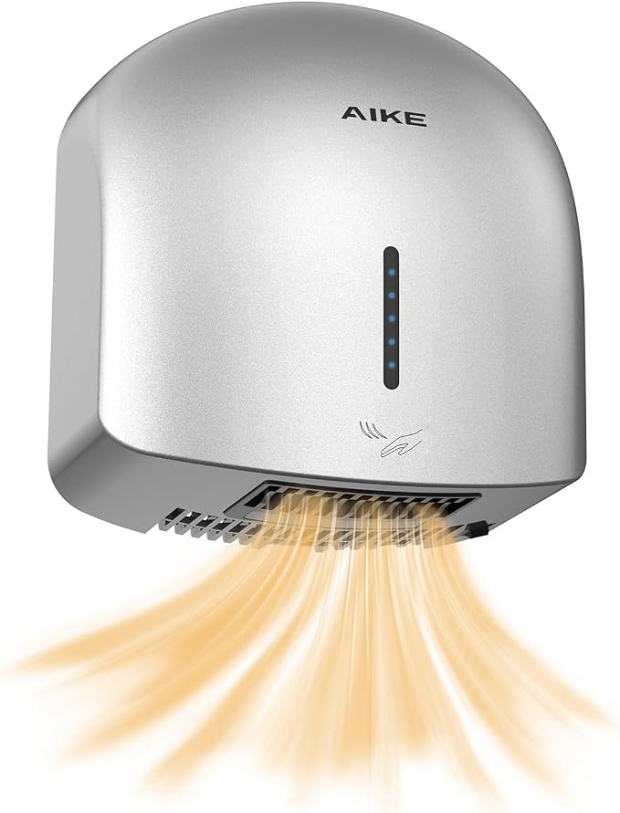 AIKE GentleAir Warm Hand Dryer,Low Noise for Home Bathroom,Stardust Silver | GentleAir Warm Dry,Plug-in Easy Install and Low Noise Experience for Home Bathroom,Smart and Sophisticated ABS Look,AK2637