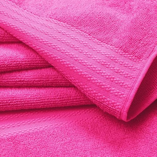 GLAMBURG Ultra Soft 6-Piece Hand Towel Set 16x28-100% Ringspun Cotton - Durable & Highly Absorbent Hand Towels - Ideal for use in Bathroom, Kitchen, Gym, Spa & General Cleaning - Hot Pink