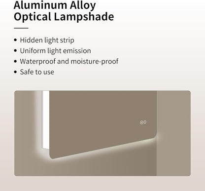 LAIYA 36"L x 30"W Rectangular LED Bathroom Mirror with Lights, HD, Anti-Fog | Dimmable LED Bathroom Mirror with Lights, Frameless Anti-Fog Vanity Mirror, HD Silver, Horizontal/Vertical Installation.