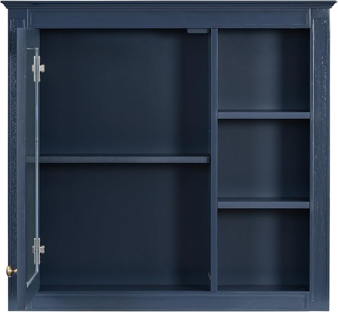 Merax 30 Inch Bathroom Vanity with Sink Set, Modern Bathroom Vanity Storage Cabinet with Matching Mirror Medicine Cabinet, Solid Wood Frame，Painted Finish, 2 Drawers and 1 Tip-Out Drawer, Navy Blue