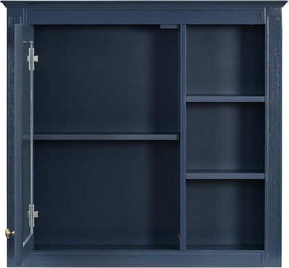 Merax 30 Inch Bathroom Vanity with Sink Set, Modern Bathroom Vanity Storage Cabinet with Matching Mirror Medicine Cabinet, Solid Wood Frame，Painted Finish, 2 Drawers and 1 Tip-Out Drawer, Navy Blue