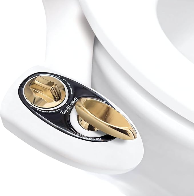 Boss Bidet Bold White Gold – Non electric bidet attachment for your toilet seat – Water Sprayer, Save your Money on toilet paper and Reduce Waste