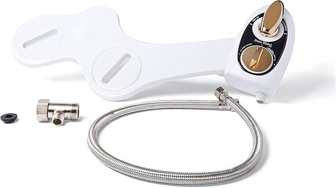 Boss Bidet Bold White Gold – Non electric bidet attachment for your toilet seat – Water Sprayer, Save your Money on toilet paper and Reduce Waste