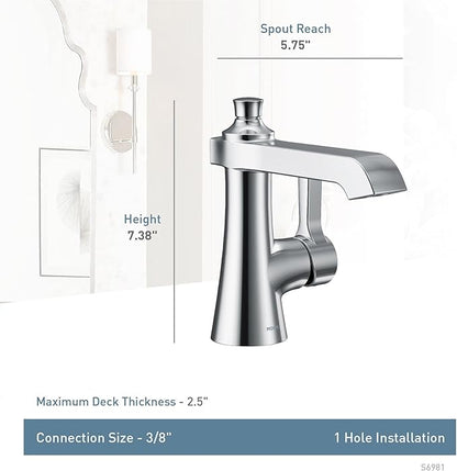 Moen S6981 Flara One-Handle Single Hole Bathroom Faucet with Drain Assembly, Chrome