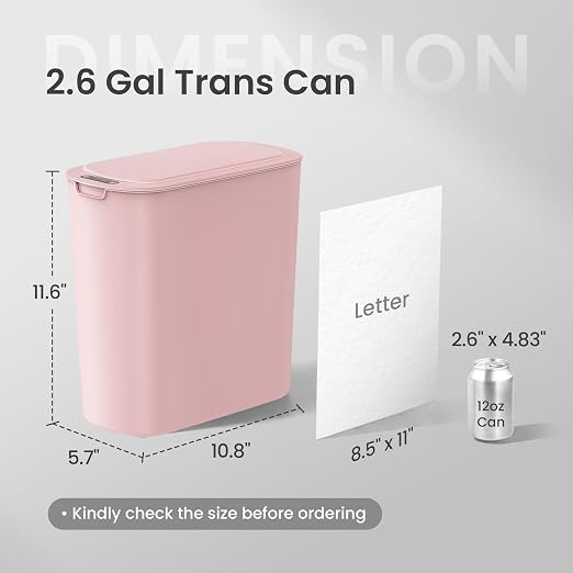 Cesun Automatic Small Bathroom Trash Can with Lid, 2.6 Gallon, Pink | Motion Sensor, Plastic, Touchless, Odor Control, Smart Garbage Can, Battery Operated, Manual Button, for Office/RV/Bedroom