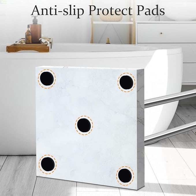 Kayfia 40'' Stainless Steel Towel Rack, Weighted Marble Base, 3 Tier | Width Adjustable Taller Design, Brushed Stainless Steel Finish, Stable Weighted Base, Suitable For Multiple Bathroom Spaces