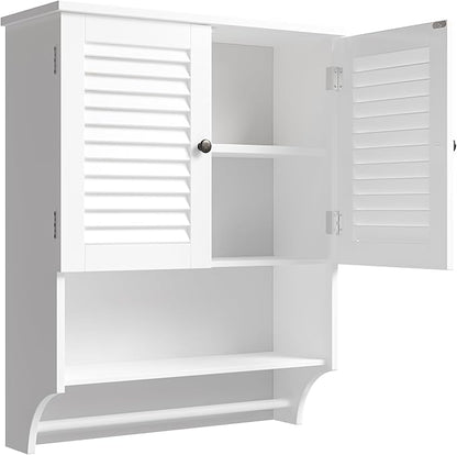 ChooChoo Medicine Cabinet, Bathroom Wall Cabinet, 2 Doors Over The Toilet Space Saver Storage Cabinet with Large Space, White
