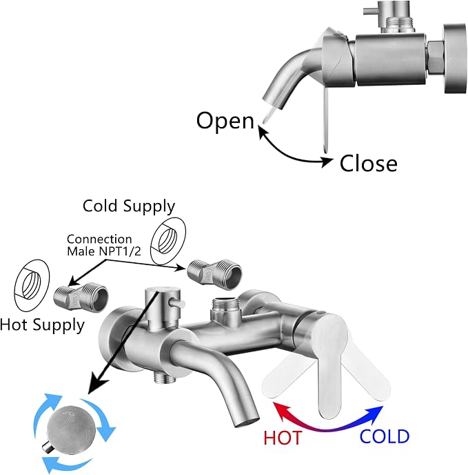 HDSRYJXH Shower Faucet - Shower Faucets Sets Complete, Shower System - Outdoor Shower Kit/Outdoor Shower Fixtures W/ SS304 Shower Head with 3 modes Handheld, Brushed Nickel