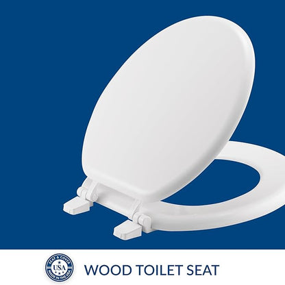 Bemis 400TTA Economy Durable Wood Toilet Seat, Made in USA, Round, White (Pack of 2)