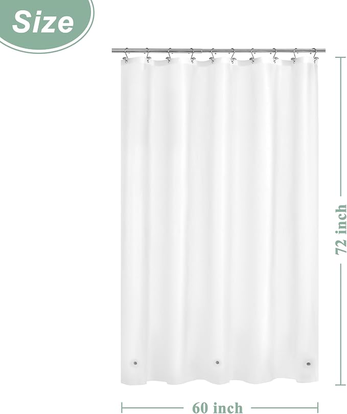 Mrs Awesome 60x72 Frosted Shower Curtain Liner | 3 Bottom Magnets,10 Rustproof Grommets,Water Proof Lightweight PEVA,60W x 72H for Standard Alcove Tub or Shower Stall