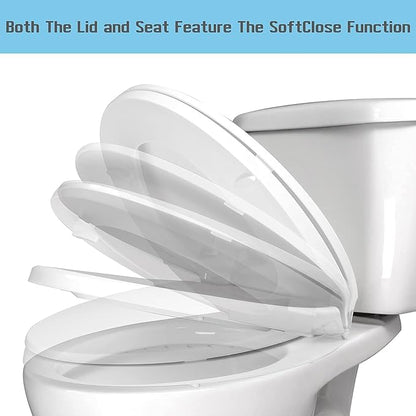 SS114 Toilet Seat Replacement Compatible with TOTO, Elongated Soft Close Toilet Seat for SS113/SS154/SS204/SS214/SS224, Transitional Heavy Duty Oval Toilet Seats, 2-Pack Toilet Bolts and Nuts, White