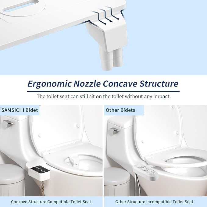 Bidet Attachment for Toilet, Retractable Self Cleaning Cold Water Bidets for Existing Toilets, Bidet Toilet Seat Attachment with Pressure Controls, Bidet Attachment for Frontal & Rear Wash, Black
