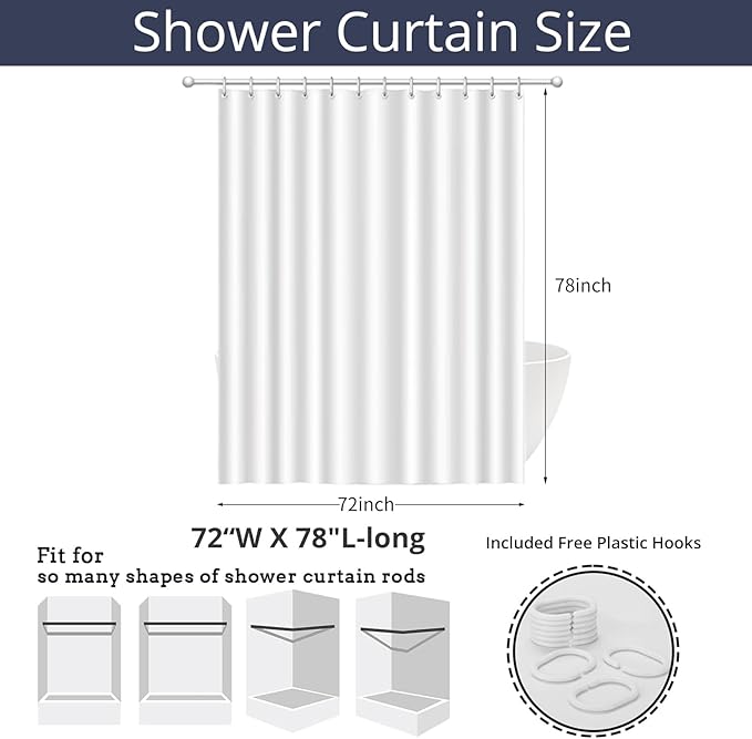 Nautical Coastal Shower Curtain, Blue Pink Ocean Beach Seashell Starfish Themed Bathroom Curtain Waterproof Fabric Machine Washable with Hooks, 72" Wx78 L