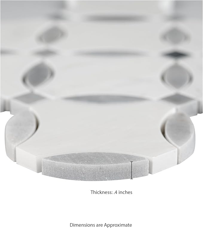 MSI Bianco Dolomite 11 in. x 11 in. Lola Polished Marble Tile for Kitchen Backsplash, Floor Tile, Wall Tile for Bathroom, Shower Wall Tile, Mesh Mounted Mosaic Tile