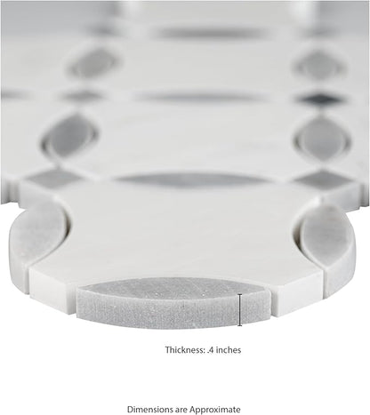 MSI Bianco Dolomite 11 in. x 11 in. Lola Polished Marble Tile for Kitchen Backsplash, Floor Tile, Wall Tile for Bathroom, Shower Wall Tile, Mesh Mounted Mosaic Tile