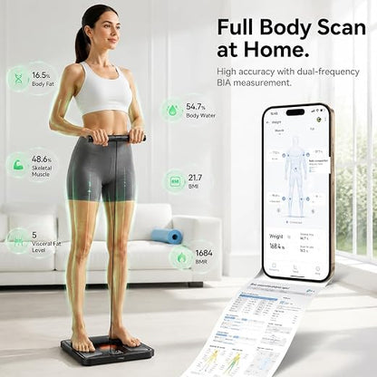 YUHUO Smart Scale for Body Weight, 8-Electrode Digital Bathroom Scale with BMI, Body Fat, Muscle Mass, Segmental Full Body Composition Analyzer, 28 Metrics Bluetooth App Sync