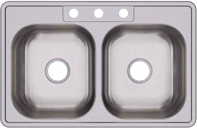 Dayton D233213 Equal Double Bowl Top Mount Stainless Steel Sink
