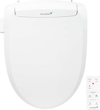 SmartBidet® SB-100R Electric Smart Bidet Seat for Elongated Toilets with Remote Control, Stainless Steel Nozzle with Removable Nozzle Cap, Slim