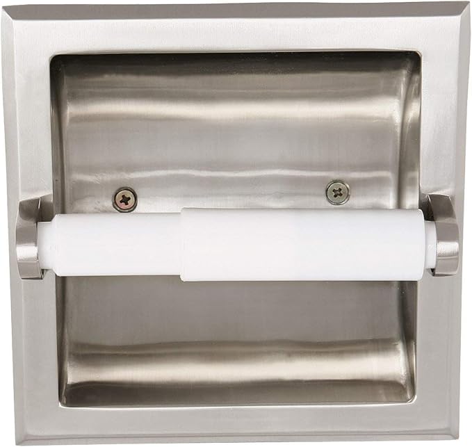 Design House 539189 Millbridge Classic Recessed Toilet Paper Holder for Bathroom Satin Nickel