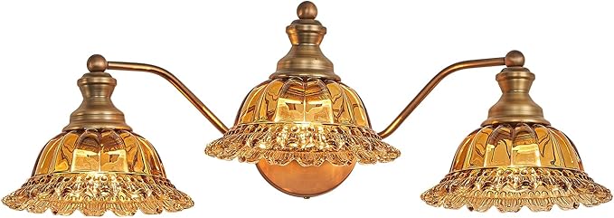 Tea Glass 3 Light Vanity Light Colored Glass Bathroom Light Fixture Vanity Lighting Fixtures