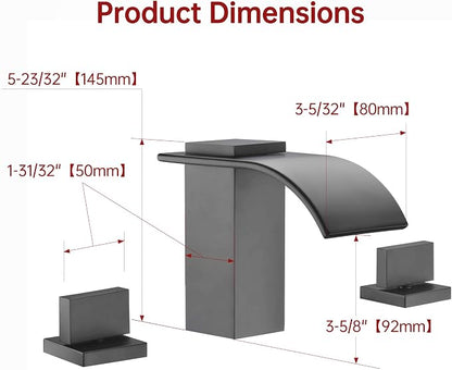 SUMERAIN Matte Black 8 Inch Widespread Waterfall Bathroom Sink Faucet | 3 Hole, 2 Handles, Modern Design, Easy DIY Installation