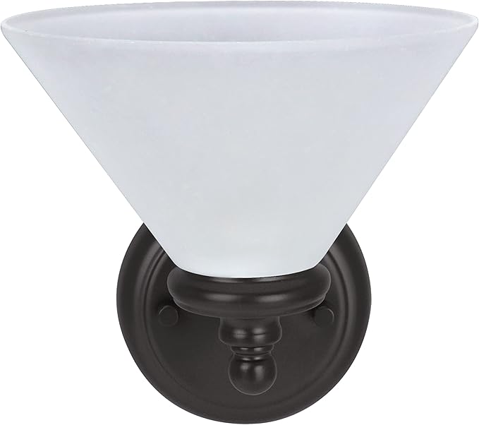 Aspen Creative 62145, One Metal Bathroom Light Fixture, 6-1/2" Wide, Transitional Design in Oil Rubbed Bronze with Frosted Glass Shade Vanity Wall