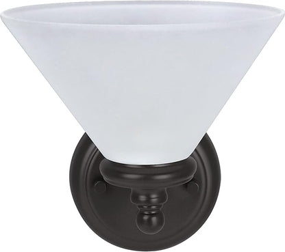 Aspen Creative 62145, One Metal Bathroom Light Fixture, 6-1/2" Wide, Transitional Design in Oil Rubbed Bronze with Frosted Glass Shade Vanity Wall