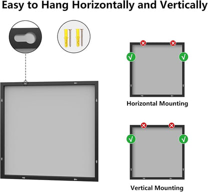 Koonmi Bathroom Mirror for Wall, 30"x30" Black Bathroom Mirror for Over Sink, Shatterproof Tempered Glass Vanity Mirror with Anti-Rust Aluminum Alloy Frame, Hang Horizontally or Vertically