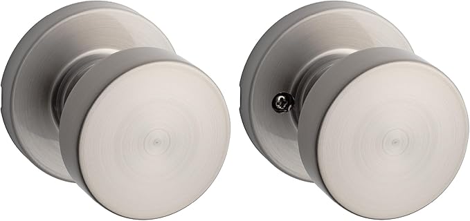 Kwikset Pismo Interior Passage Door Knob, Handle For Closet and Hallway Doors, Non-Locking Doorknob in Satin Nickel, with Microban Protection
