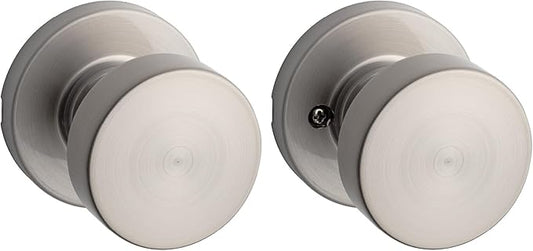 Kwikset Pismo Interior Passage Door Knob, Handle For Closet and Hallway Doors, Non-Locking Doorknob in Satin Nickel, with Microban Protection