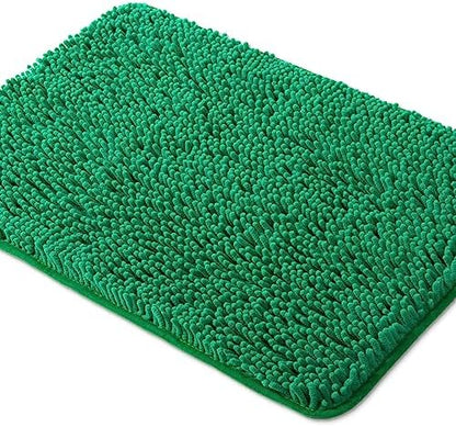Yeaban Chenille Emerald Bathroom Rug 20"x32", Non-Slip Rubber Backing