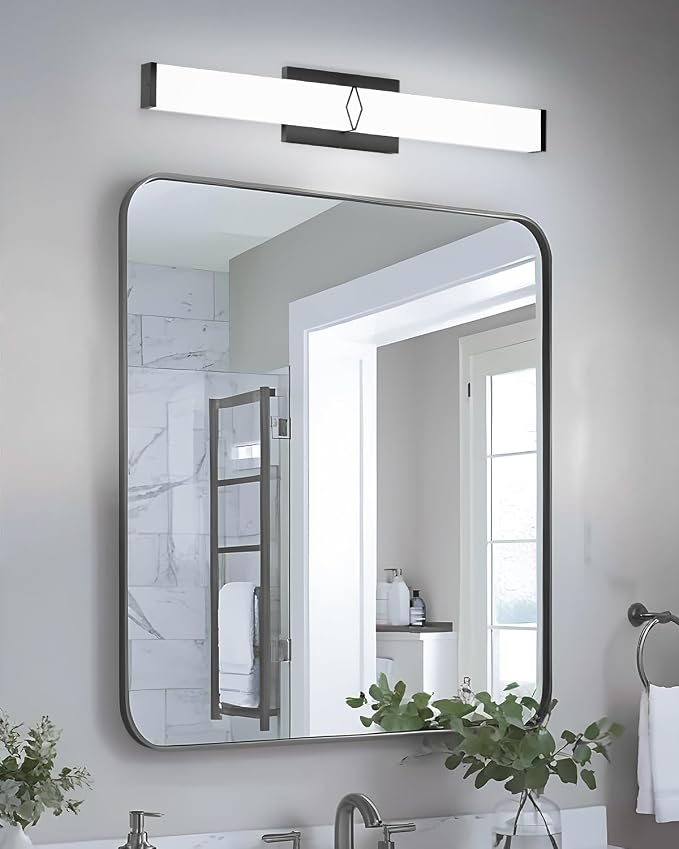 LED Bathroom Vanity Light,24inch Dimmable,25W 2700LM,5700K,ETL,BK | Integrated LED Modern Bathroom Light Fixtures,Matte Black Vanity Lighting Fixture Over Mirror,Wall Lights,ETL Certified