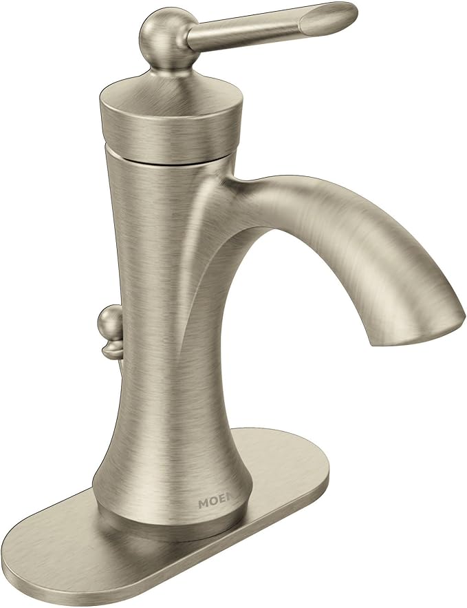 Moen Wynford Brushed Nickel One-Handle High-Arc Bathroom Faucet with Drain Assembly, 4500BN