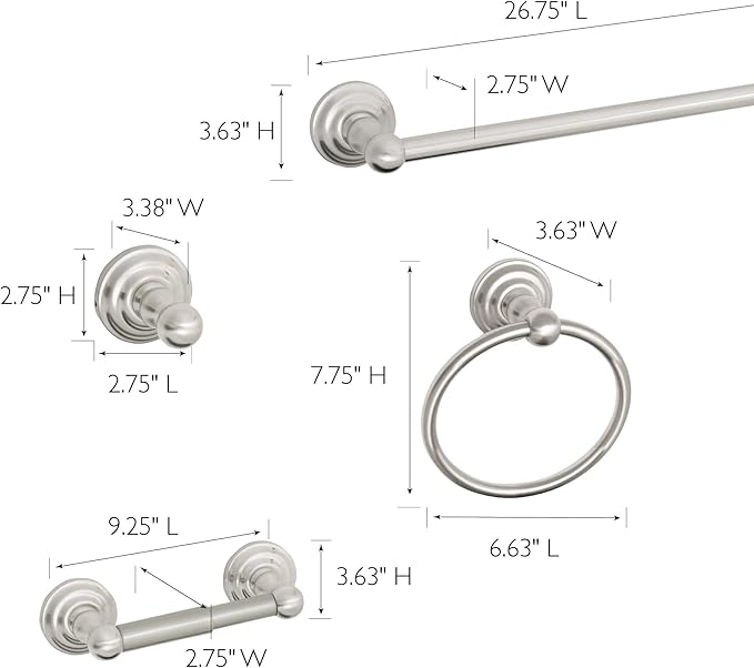 Design House 188631 Calisto 4-Piece Bathroom Accessory Kit, Satin Nickel